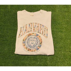 Women's Vintage Harvard University Crimson College Seal Floral crewneck Large